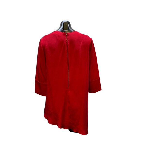 St. John Red Asymmetric Hem Blouse Size S - Picture 2 of 5